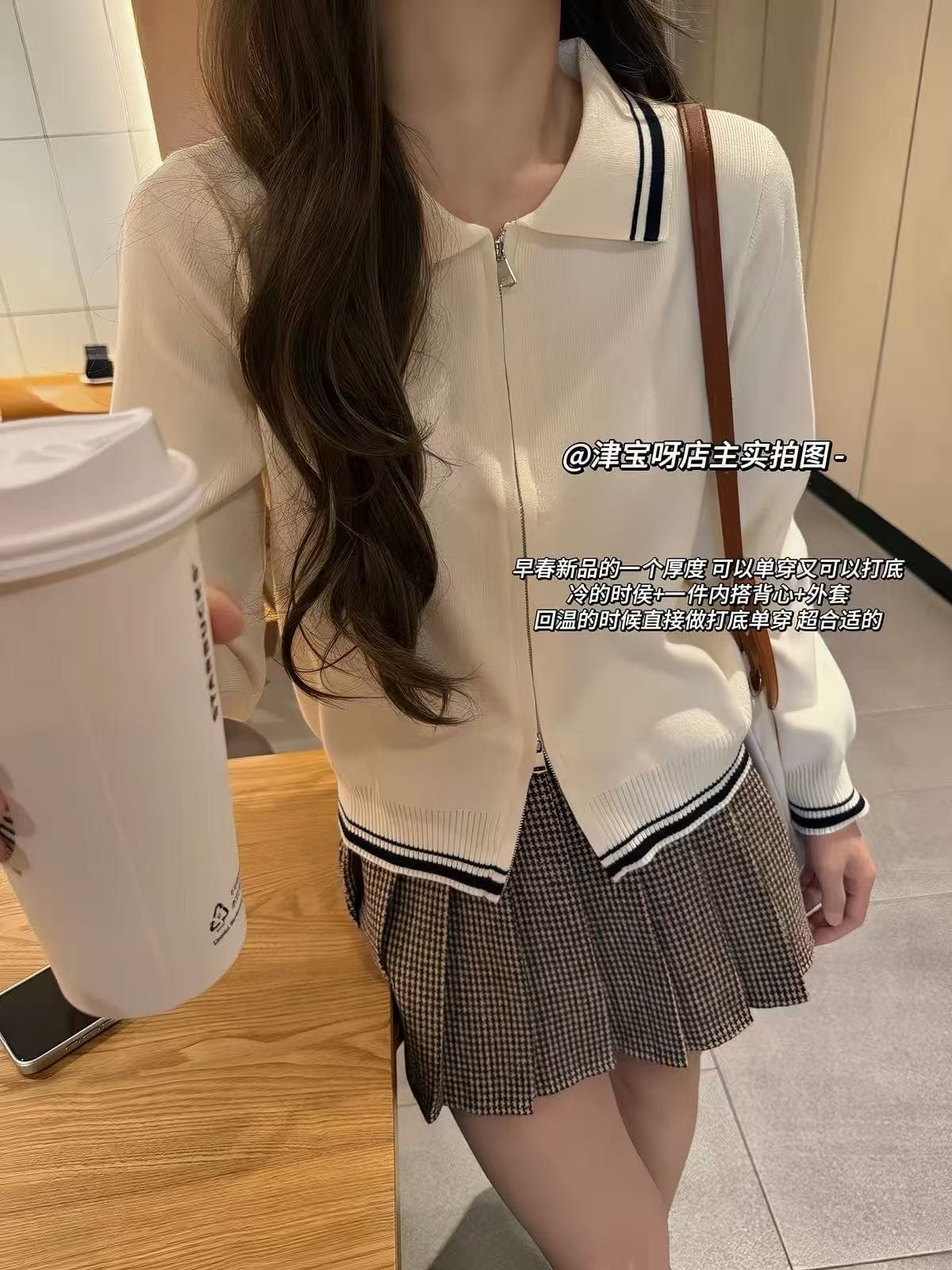 영국식 소녀 miu 부서 느긋한 바람 POLO 칼라 오픈 가디건 여성 봄 가을 2026 새로운 작은 대중 얇은 스타일 재킷