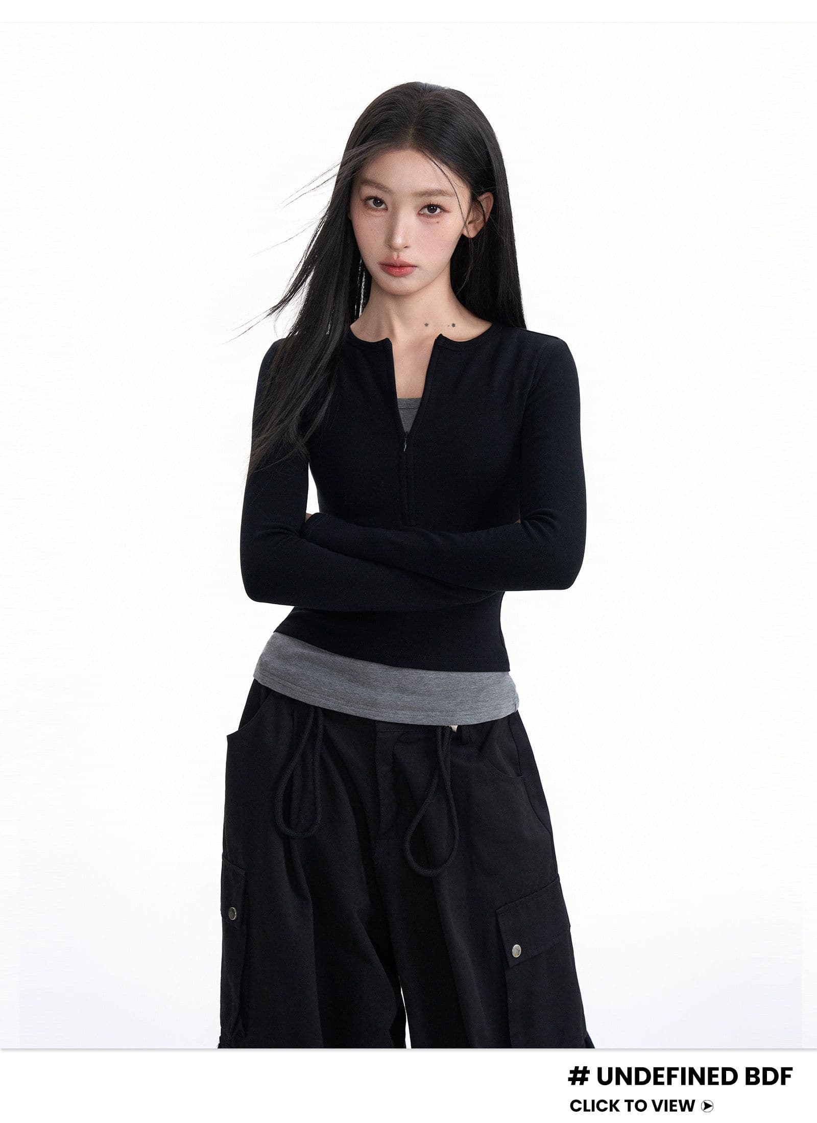 220 그램 부티크 양모 긴팔 티셔츠 기본 셔츠 얇은 배색 페이크 레이어드 몸매 가꾸기 세트 손가락 맨위 상세 이미지 12