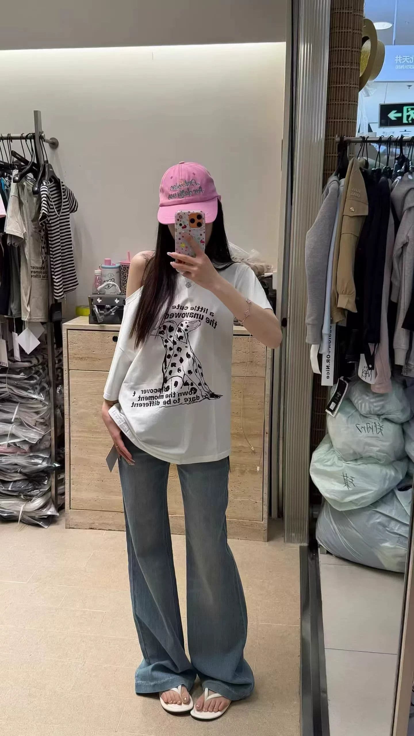 40 순면 220 그램 92 면 8 암모니아 Lun 비스듬한 칼라 오프숄더 오프숄더 반팔 티셔츠 여성 상세 이미지 7
