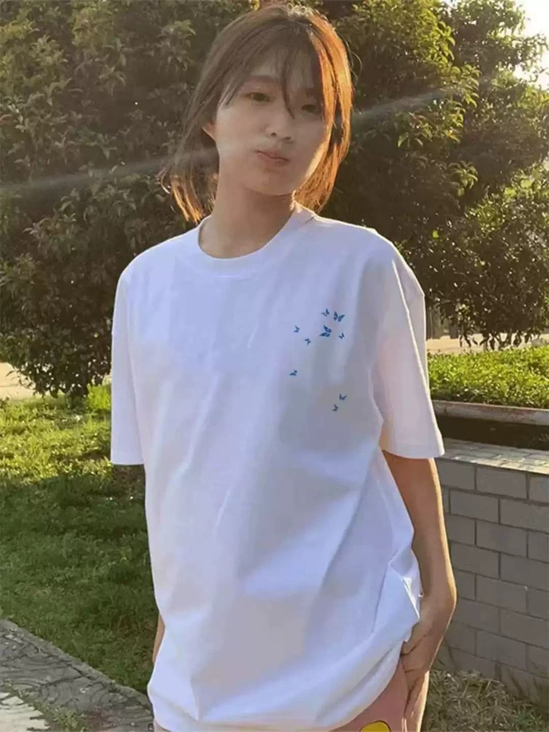 21 순면 210 그램 여름 드레스 반팔 티셔츠 여성 한국 스타일 빅 사이즈 루즈핏 상세 이미지 3