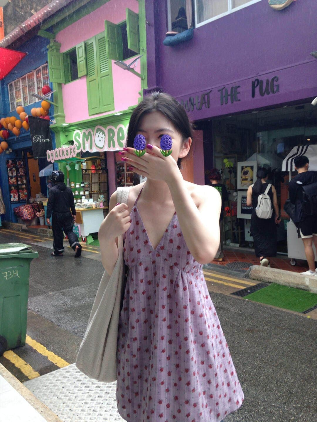 원본 원단 네리 휴가 바람 보라색 꽃무늬 여성 순수한 욕망 외출용 꼬집기 허리 몸매 가꾸기 민소매 맨위 상세 이미지 6