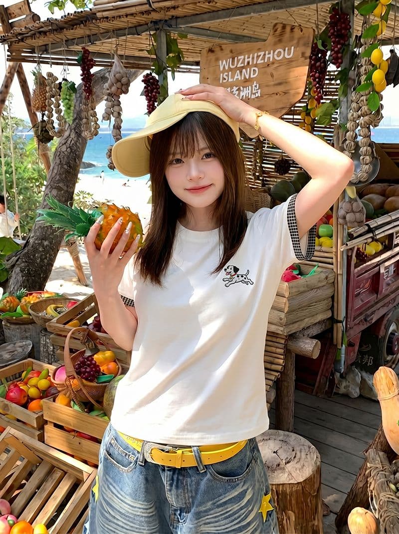 1 1 순면 리브 220 그램 반팔 티셔츠 여성 의류 여름 새로운 자수 몸매 가꾸기 슬림해 보이는 맨위 상세 이미지 14