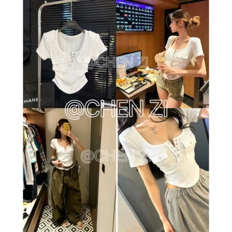 새로운 한국 스타일 몸매 가꾸기 순수한 욕망 u 종류 POLO 칼라 티셔츠 여성 이미지 3
