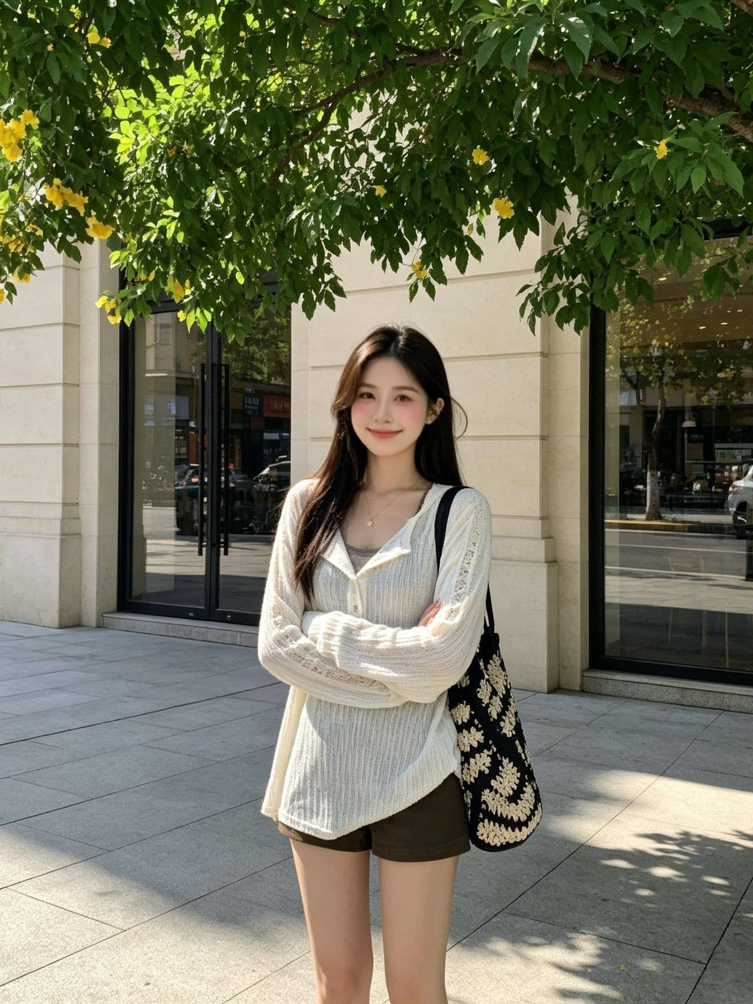 여름 새로운 루즈핏 슬림해 보이는 블라우스 다용도 긴팔 티셔츠 여성 한 부서 작은 대중 홀로우 아웃 디자인 센스 맨위 상세 이미지 9