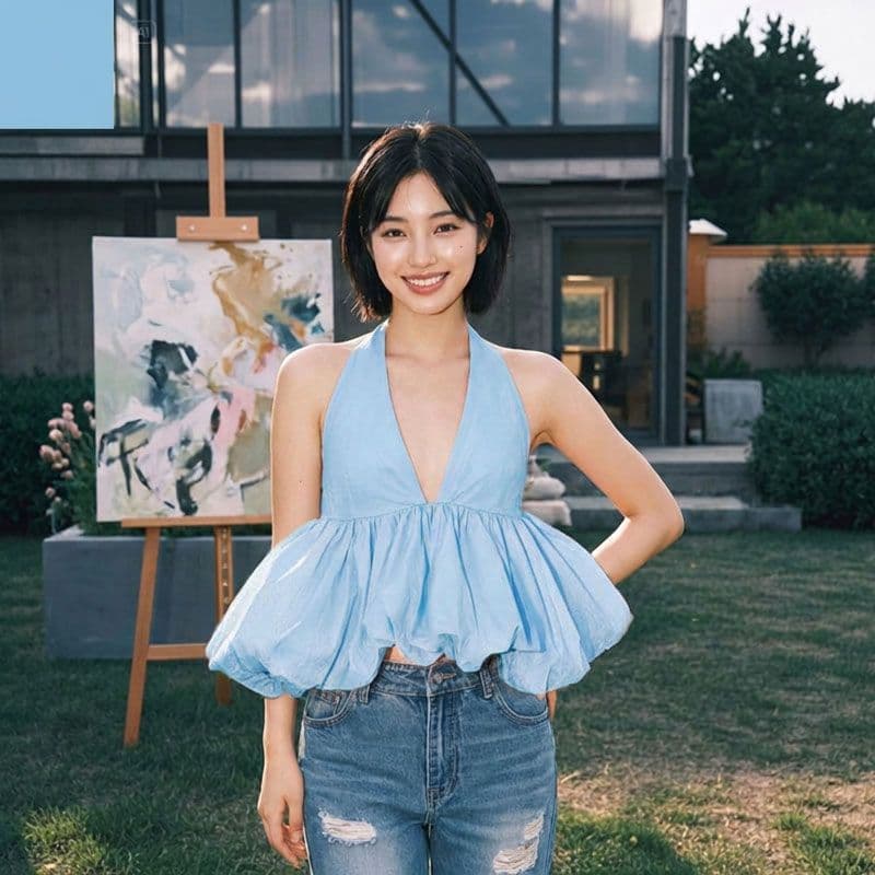연령 감소 순수한 욕망 바람 작은 키 품격 행침 목 슬립 맨위 여름 섹시함 레트로 허리 수축 꽃밭 조끼 상세 이미지 6