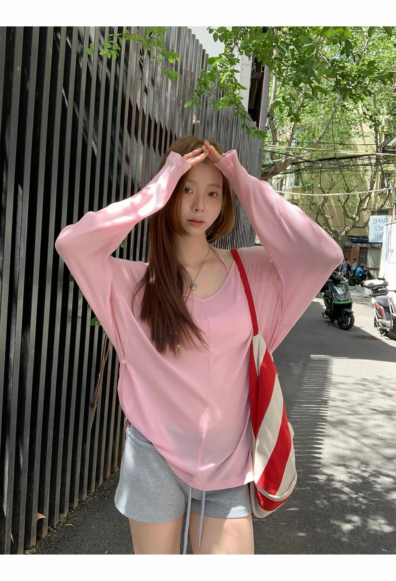 150그램 80 폴리 에스터 20 접착제 자외선 차단 블라우스 여성 새로운 여름 ootd 착용 가져 가라. 긴팔 티셔츠 맨위 투피스 세트 상세 이미지 4