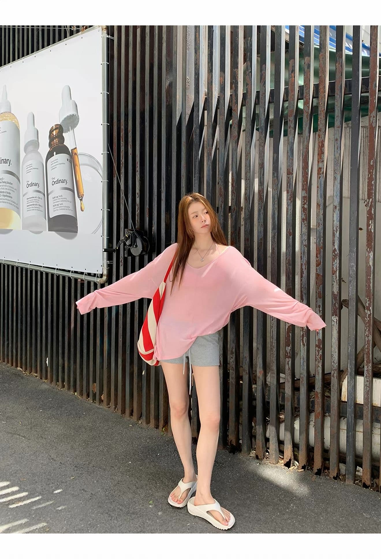 150그램 80 폴리 에스터 20 접착제 자외선 차단 블라우스 여성 새로운 여름 ootd 착용 가져 가라. 긴팔 티셔츠 맨위 투피스 세트 상세 이미지 7