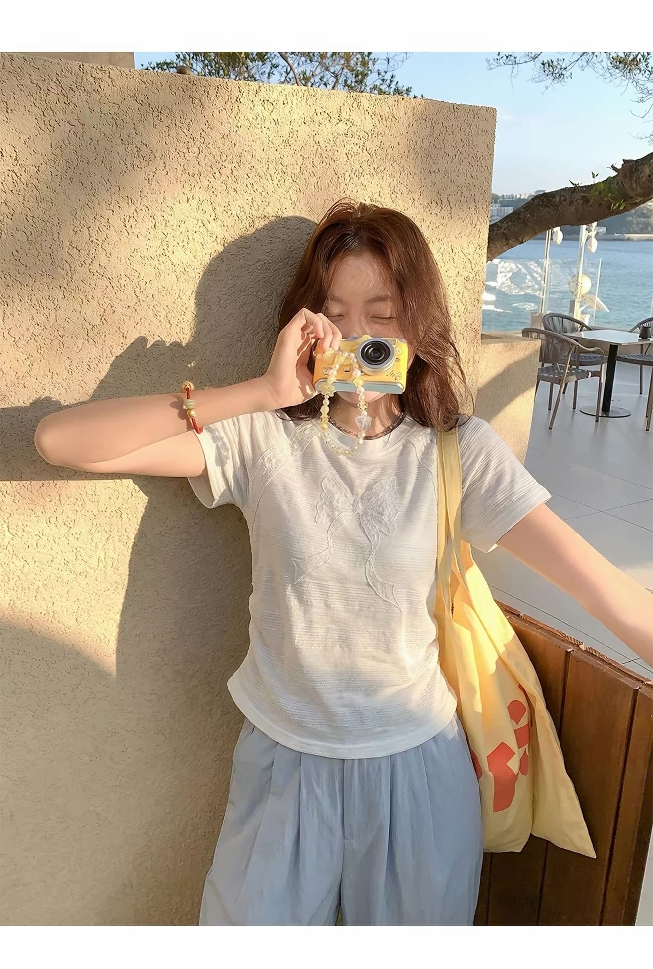 180 그램 65 폴리 에스터 35 면 한 부서 자수 긍정적 인 어깨 쇼트 스타일 반팔 티셔츠 여성 여름 작은 키 몸매 가꾸기 슬림해 보이는 맨위 상세 이미지 14