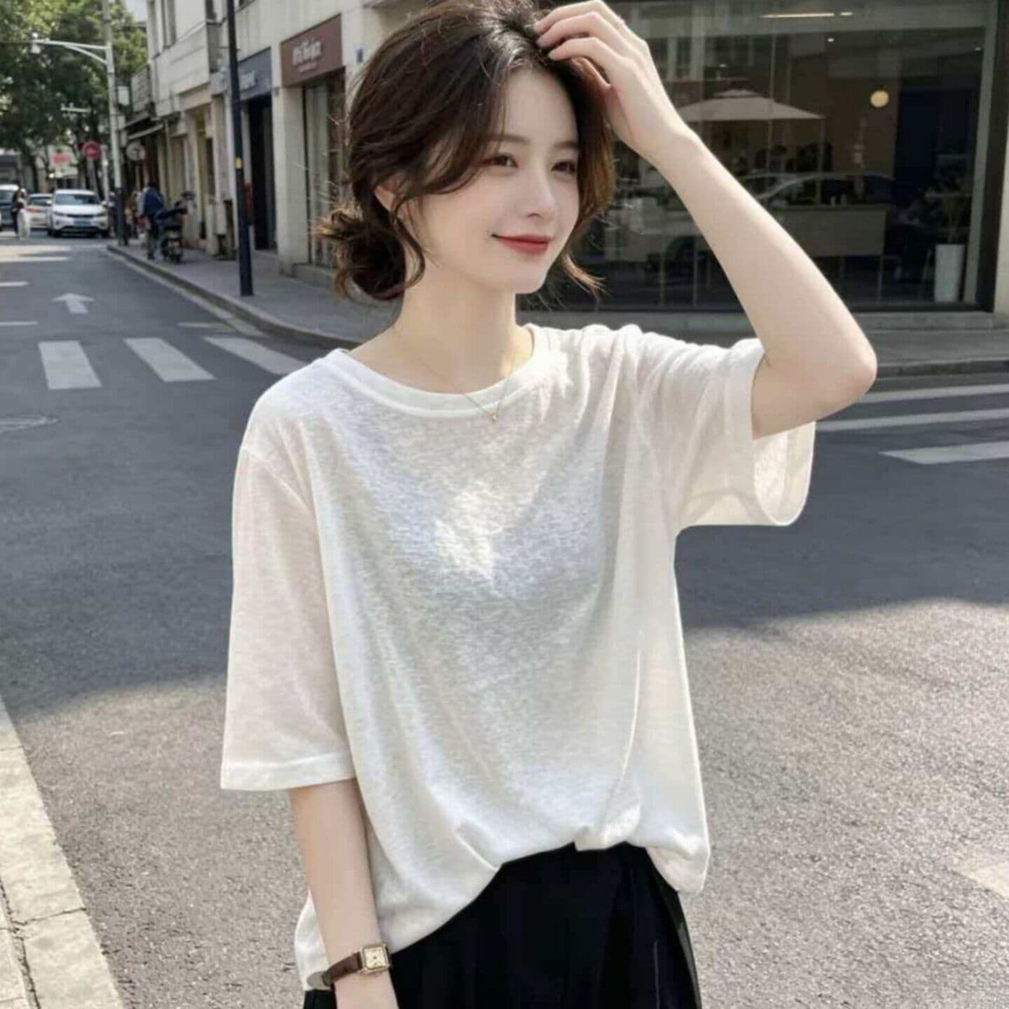 165 그램 눈꽃 면 2026 여름 새로운 한국 스타일 반팔 티셔츠 여성 디자인 센스 상세 이미지 3