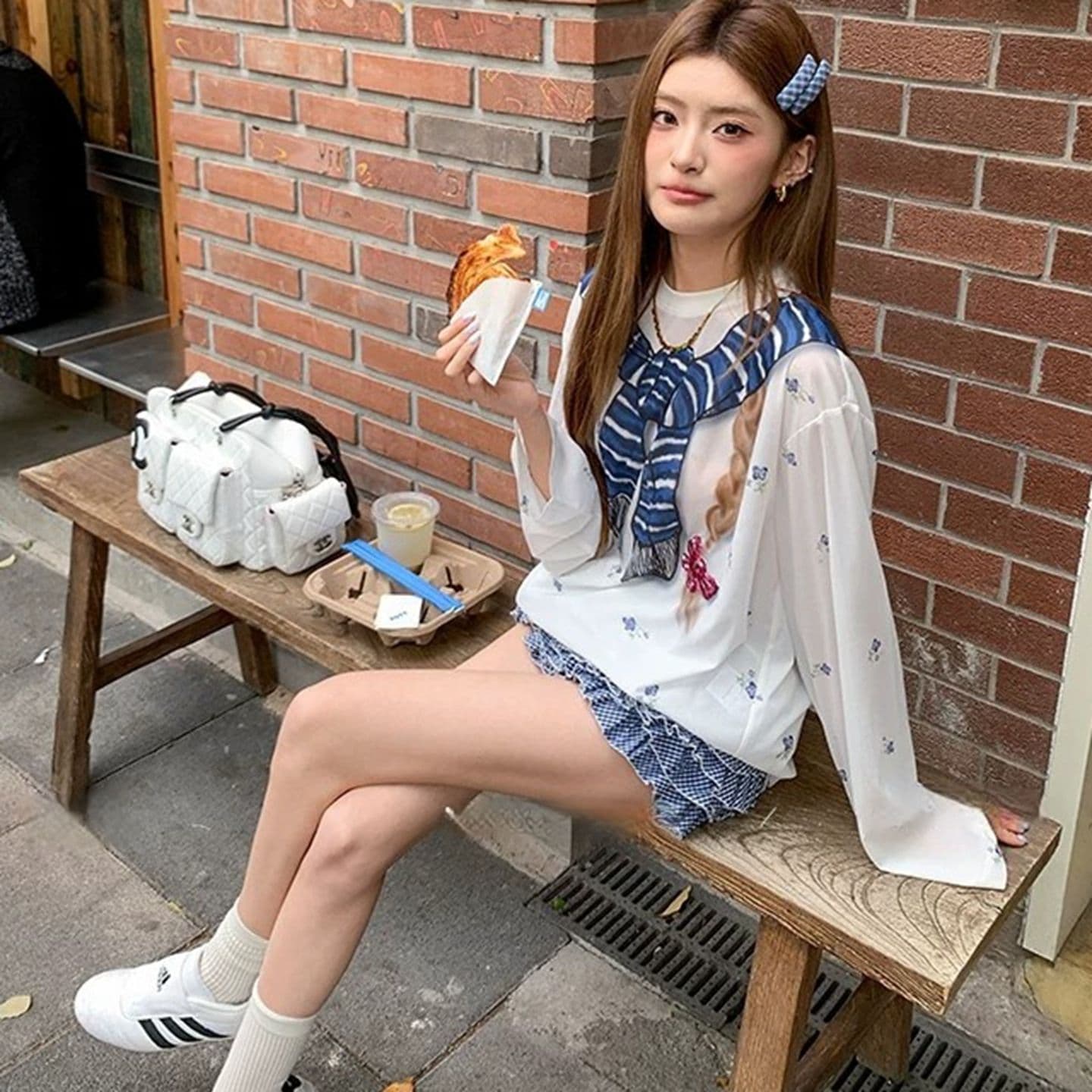 원본 것 한 부서 달콤한 핫걸 만화 프린트 여름 블라우스 작은 꽃무늬 맨위 이미지 5