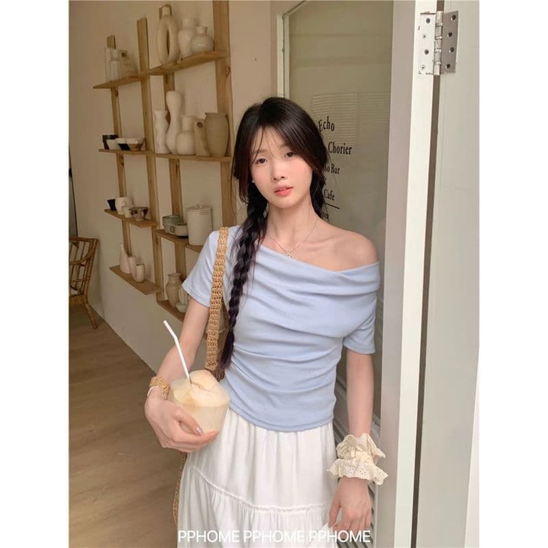 원본 품질 티셔츠 부드러운 맨위 여름 하나 의류 기타 착용 몸매 가꾸기 슬림해 보이는 맨위 이미지 2