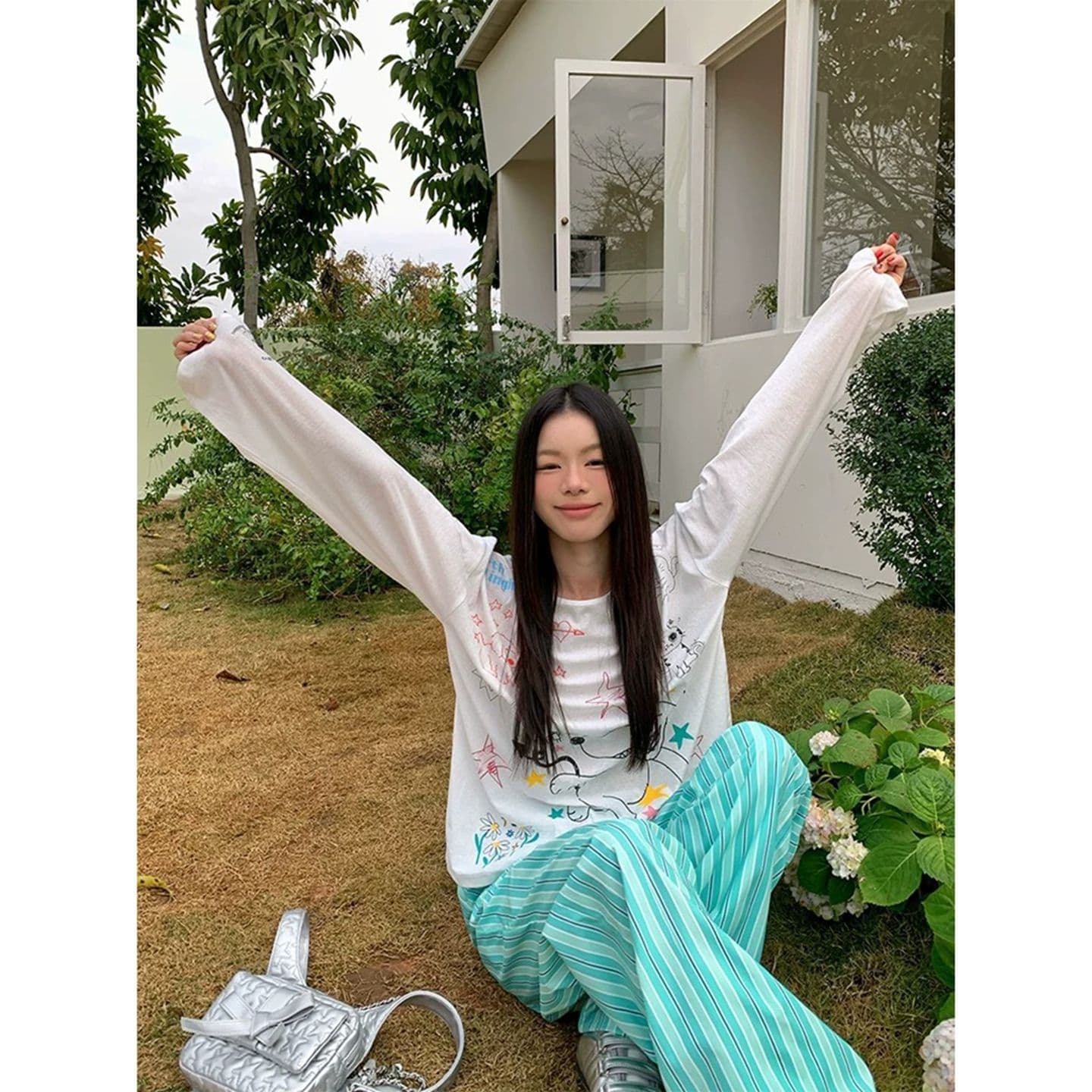 원본 것 얇은 스타일 긴팔 티셔츠 여성 초기 가을 루즈핏 자외선 차단 블라우스 맨위 이미지 2