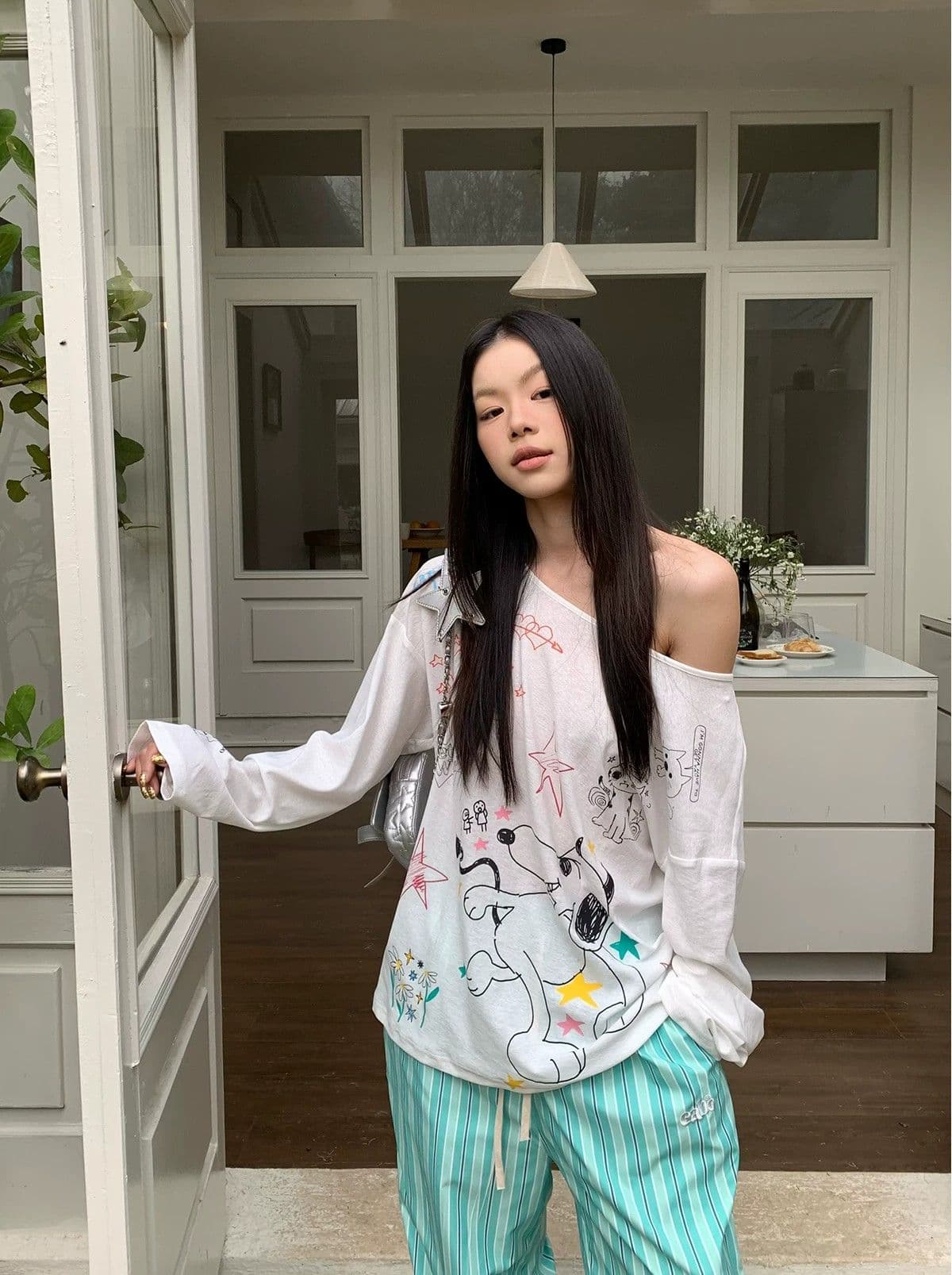 원본 것 얇은 스타일 긴팔 티셔츠 여성 초기 가을 루즈핏 자외선 차단 블라우스 맨위 상세 이미지 6