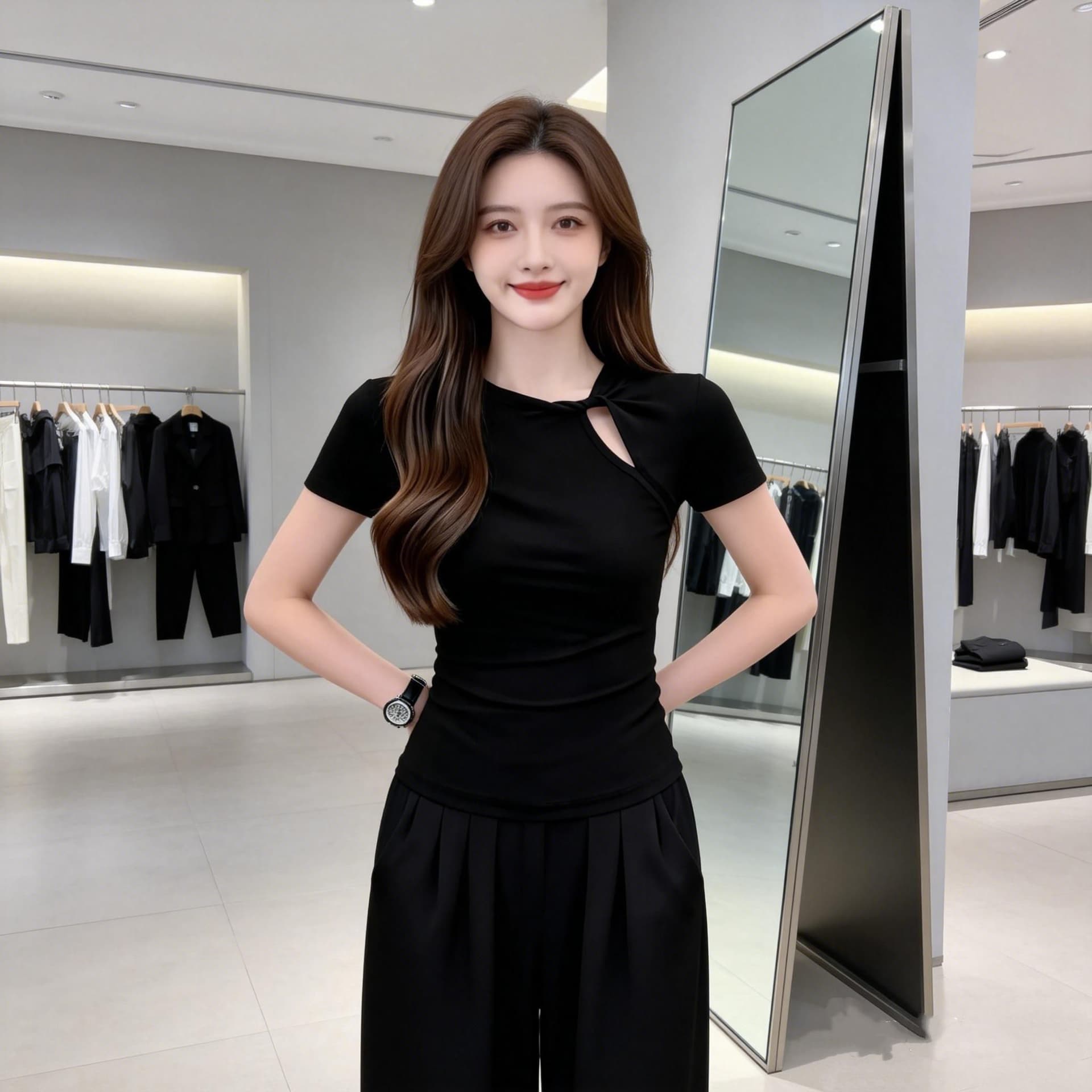 260 그램 사람들 면 순수한 욕망 달콤한 핫걸 반팔 티셔츠 여자 여름 몸매 가꾸기 슬림해 보이는 긍정적 인 어깨 홀로우 아웃 쇼트 스타일 맨위 상세 이미지 2