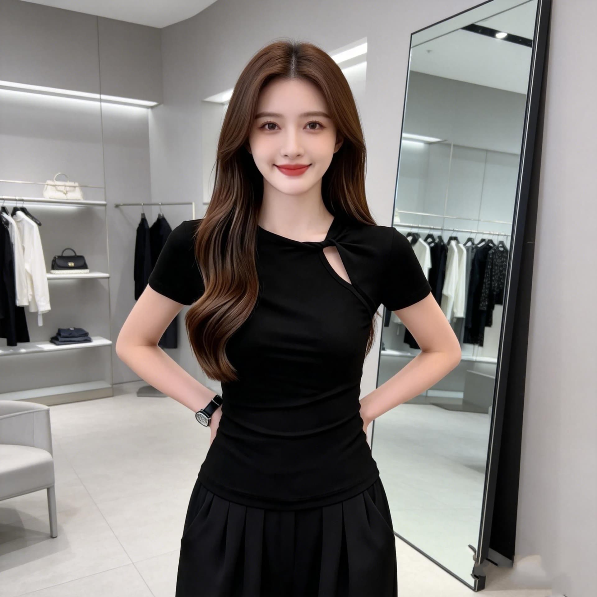 260 그램 사람들 면 순수한 욕망 달콤한 핫걸 반팔 티셔츠 여자 여름 몸매 가꾸기 슬림해 보이는 긍정적 인 어깨 홀로우 아웃 쇼트 스타일 맨위 상세 이미지 4