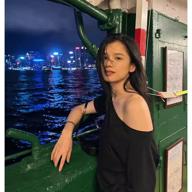 비스듬한 어깨 공란 에디션 순면 40 220 그램 1 1 리브 반팔 티셔츠 여성 오프숄더 오프숄더 비스듬한 어깨 이미지 3