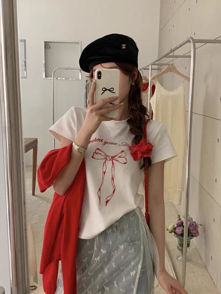 긍정적 인 어깨 반팔 티셔츠 여성 공란 에디션 순면 40 220 그램 1 1 리브 92 면 8 암모니아 Lun 상세 이미지 5