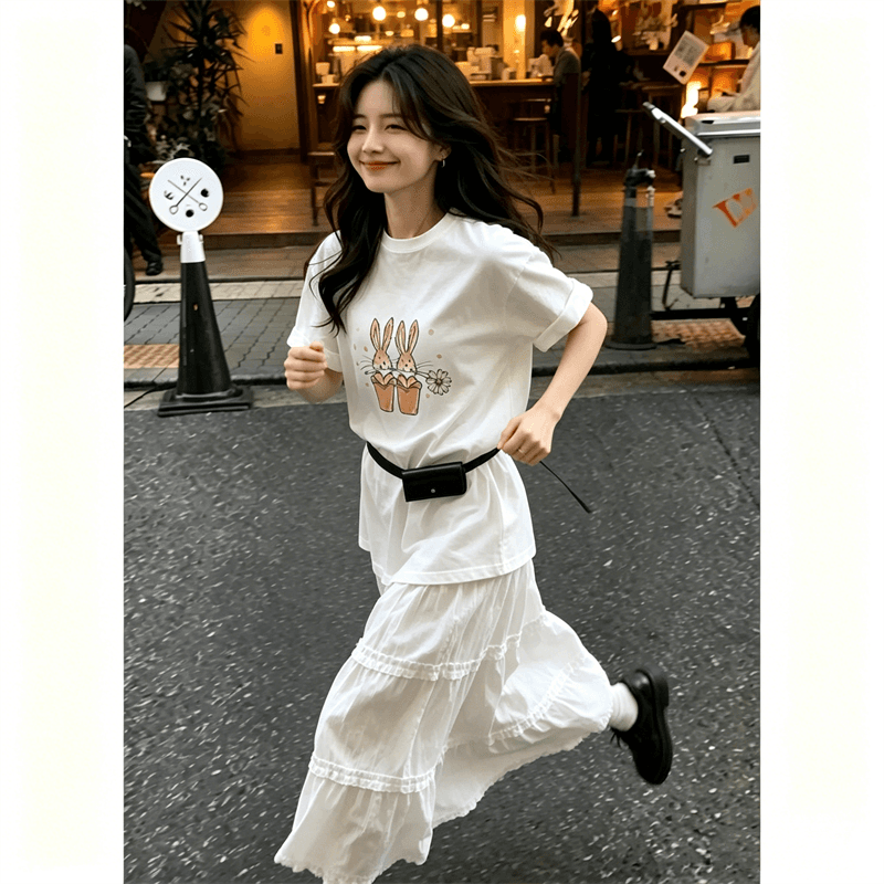 21 순면 210 그램 면 여름 드레스 반팔 티셔츠 여성 한국 스타일 빅 사이즈 루즈핏 상세 이미지 4