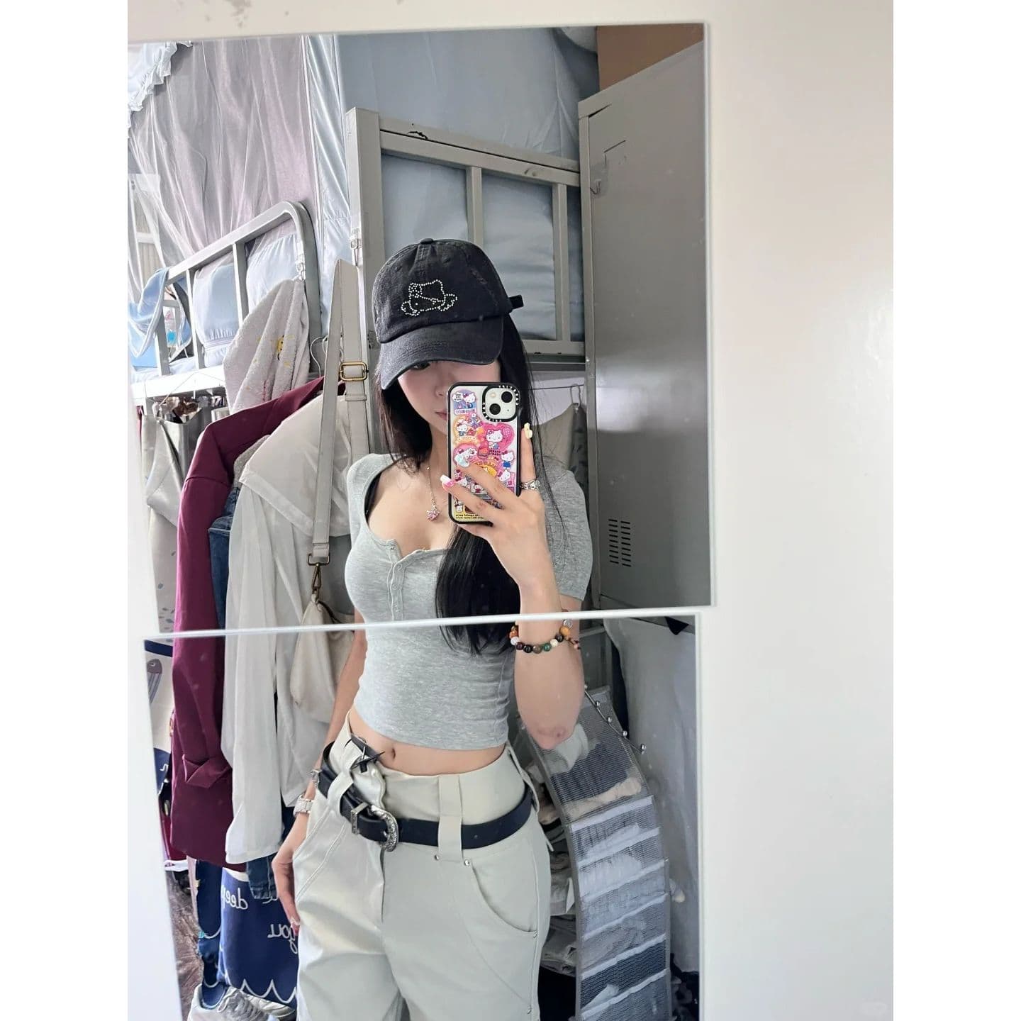 원본 품질 아메리칸 핫걸 반 개방 칼라 반팔 티셔츠 타이트 쇼트 스타일 맨위 이미지 2