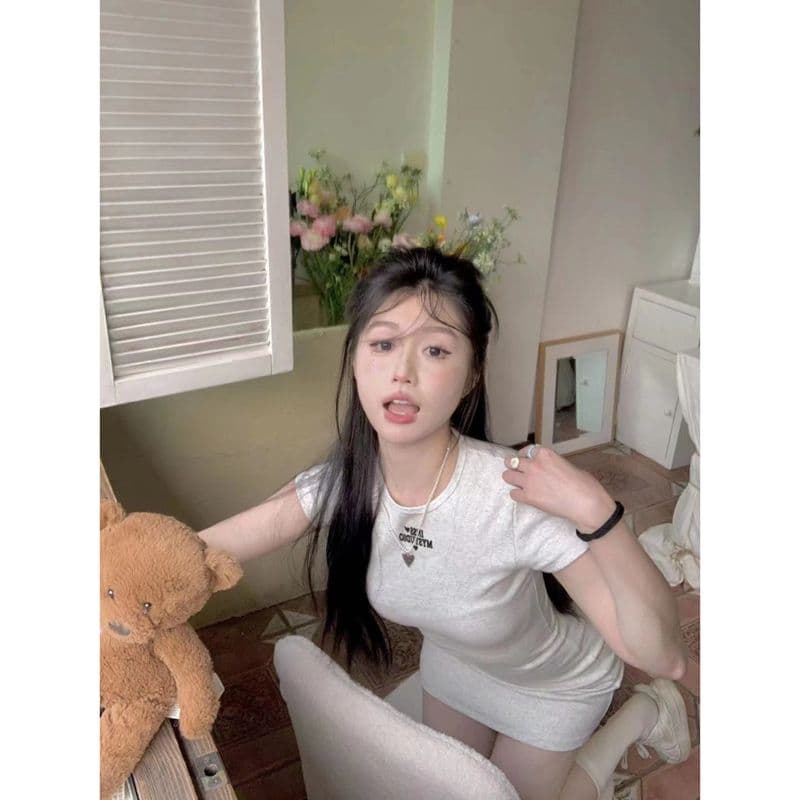원본 품질 아메리칸 핫걸 허리 수축 반팔 드레스 슬림해 보이는 미니 스커트
