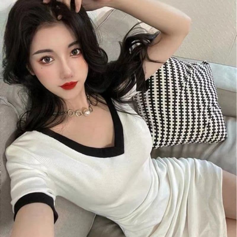 리브 여성 드레스 섹시함 ins 슈퍼 요정 슬림해 보이는 폭발 검정색 상세 이미지 5