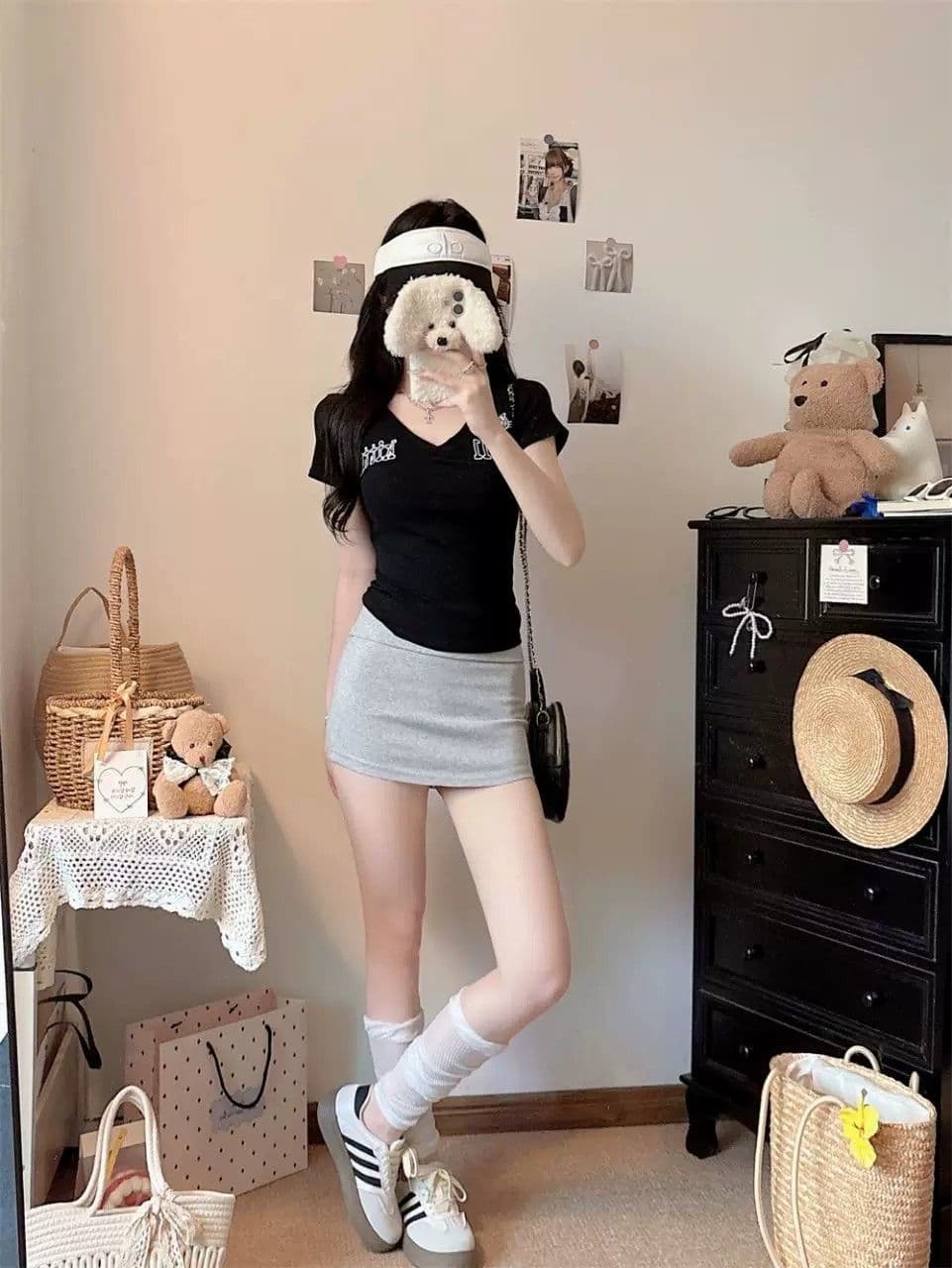 원본 자수 것 순수한 욕망 V넥 반팔 티셔츠 여성 몸매 가꾸기 만나는 맨위 상세 이미지 17