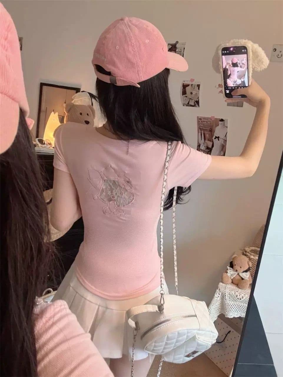 원본 자수 것 순수한 욕망 V넥 반팔 티셔츠 여성 몸매 가꾸기 만나는 맨위 상세 이미지 25
