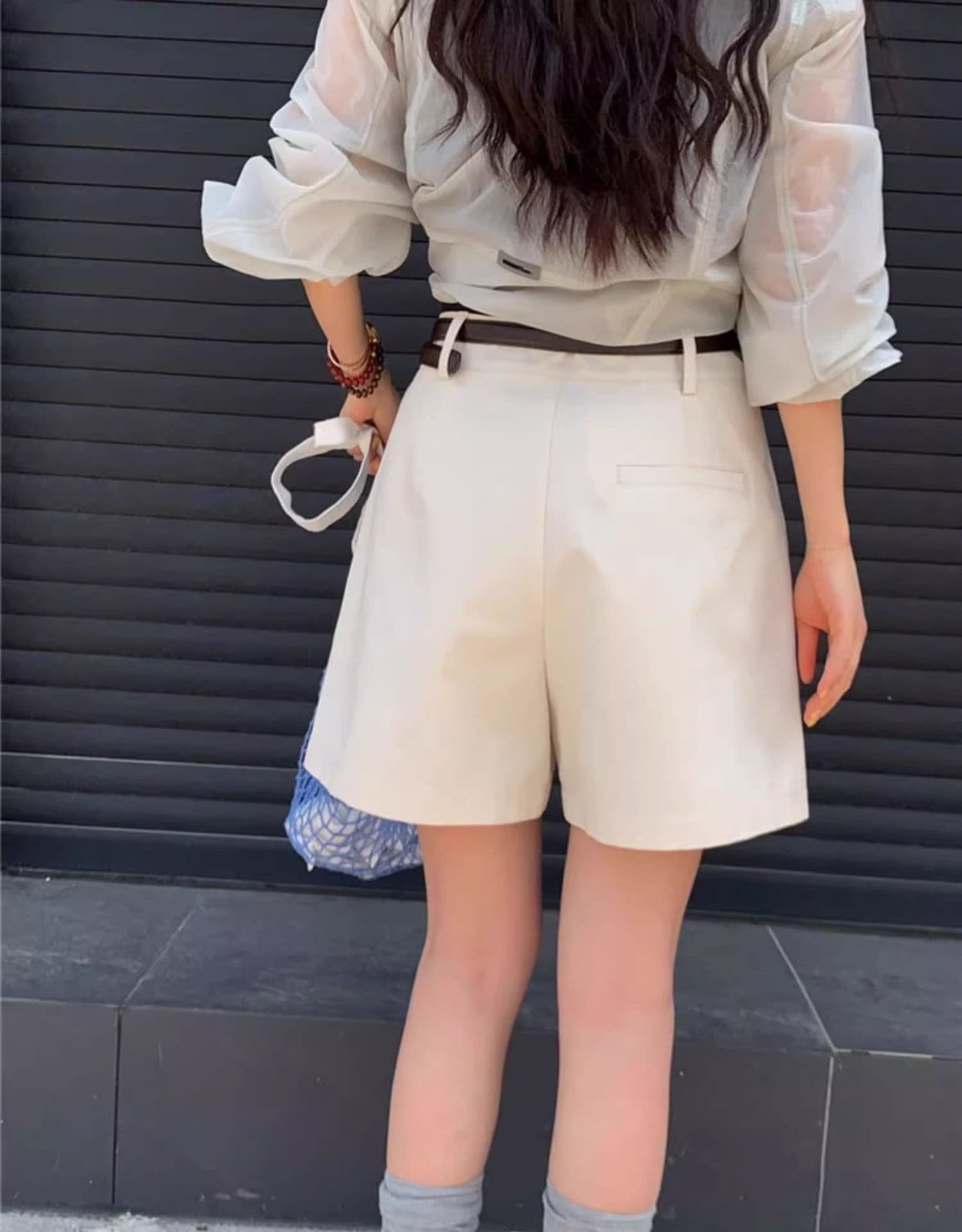 워시 물 순면 캐주얼 반바지 여성 여름 새로운 슬림해 보이는 다용도 와이드 레그 팬츠 핫 바지 상세 이미지 8