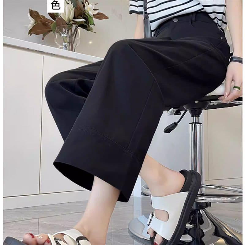 워시 물 순면 캐주얼 여름 정장 바지 좁은 에디션 9 포인트 얼음 실크 와이드 레깅스 바지 이미지 2