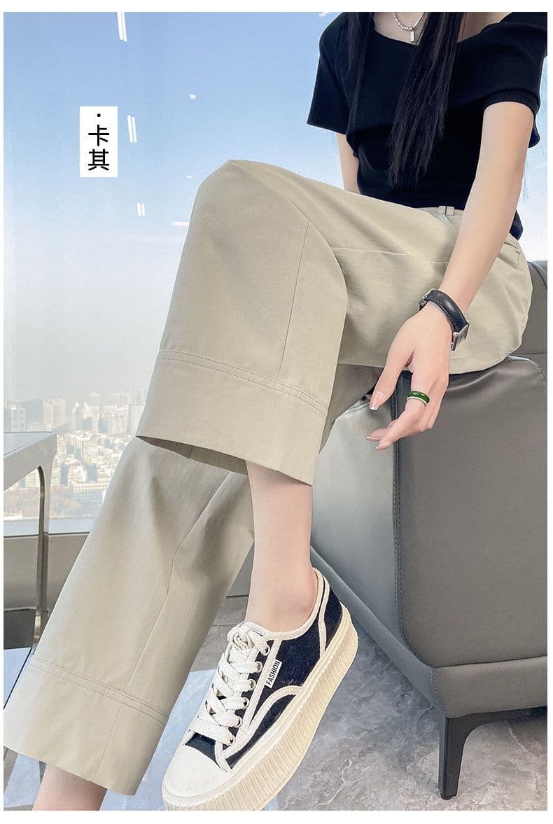 워시 물 순면 캐주얼 여름 정장 바지 좁은 에디션 9 포인트 얼음 실크 와이드 레깅스 바지 상세 이미지 14
