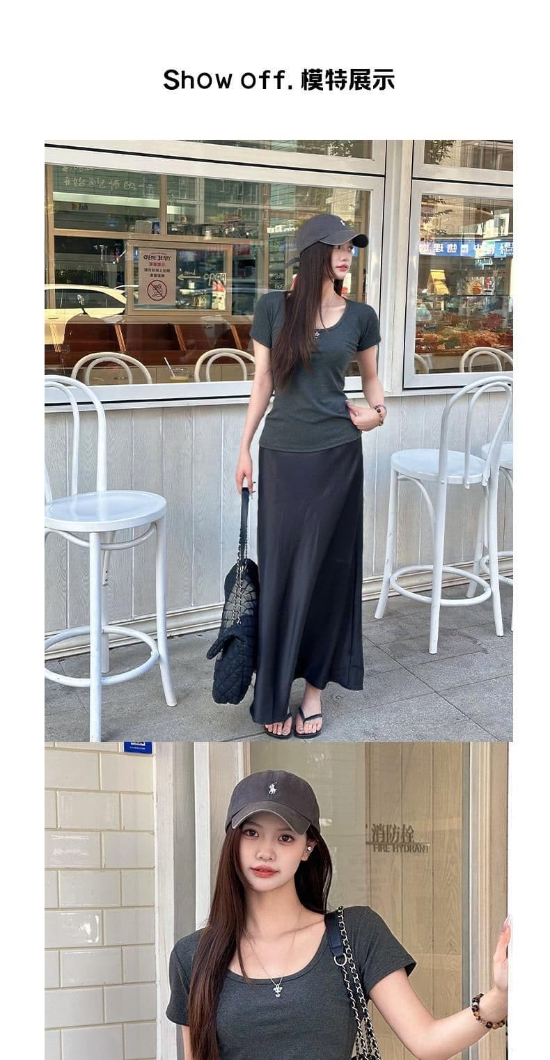 긍정적 인 어깨 허리 수축 루즈핏 u 칼라 슬림해 보이는 다용도 느긋한 바람 여름 여성 단색 디자인 센스 도루 센스 맨위 상세 이미지 10