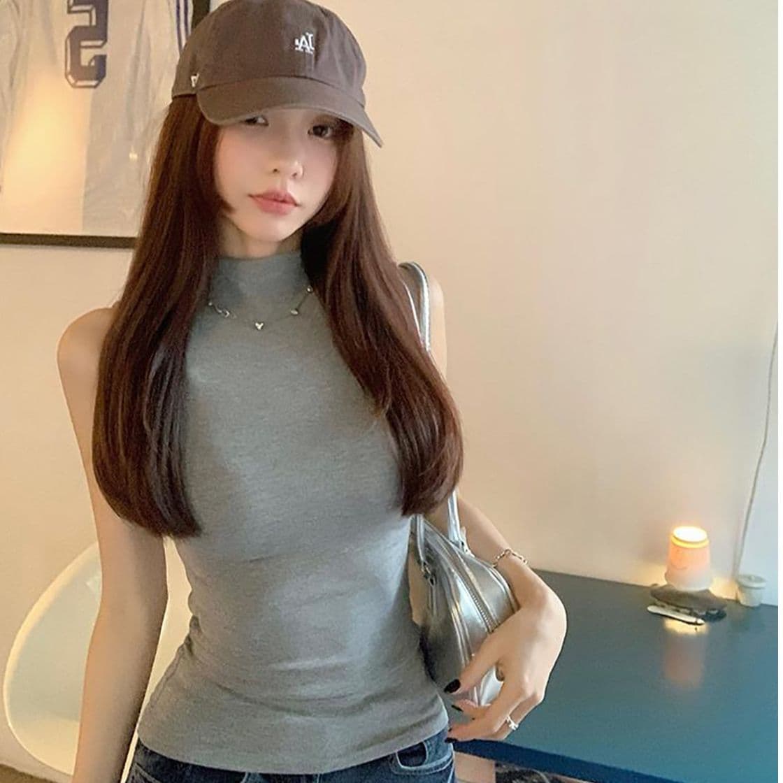 모달 260 그램 반하이넥 민소매 만나는 쇼트 스타일 조끼 여성 여름 슬립 몸매 가꾸기 슬림해 보이는 맨위 이미지 4