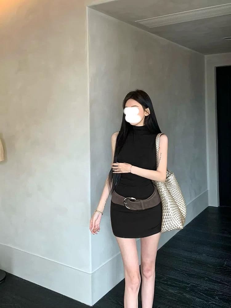 모달 260 그램 반하이넥 민소매 만나는 쇼트 스타일 조끼 여성 여름 슬립 몸매 가꾸기 슬림해 보이는 맨위 상세 이미지 15