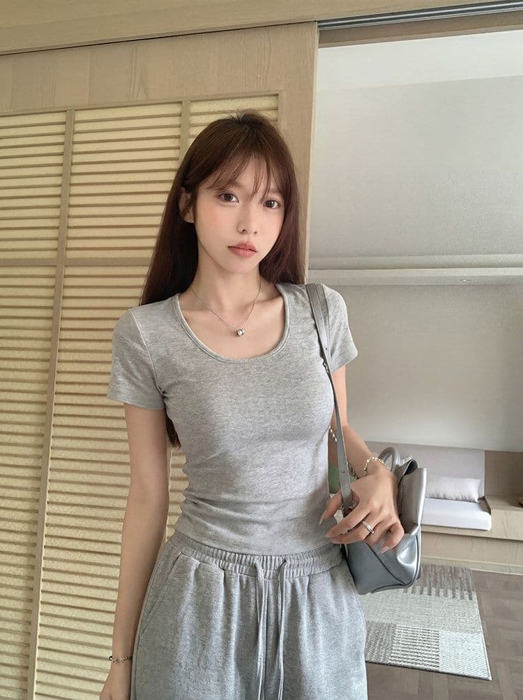 골드 제품 양모 28 면 38 사람들 면 28 아크릴 6 암모니아 Lun 한 부서 품격 다용도 슬림해 보이는 대 u 칼라 반팔 티셔츠 상세 이미지 37