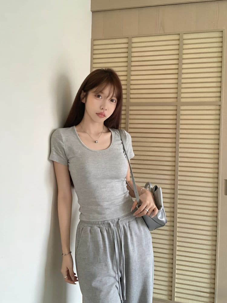 골드 제품 양모 28 면 38 사람들 면 28 아크릴 6 암모니아 Lun 한 부서 품격 다용도 슬림해 보이는 대 u 칼라 반팔 티셔츠 상세 이미지 40