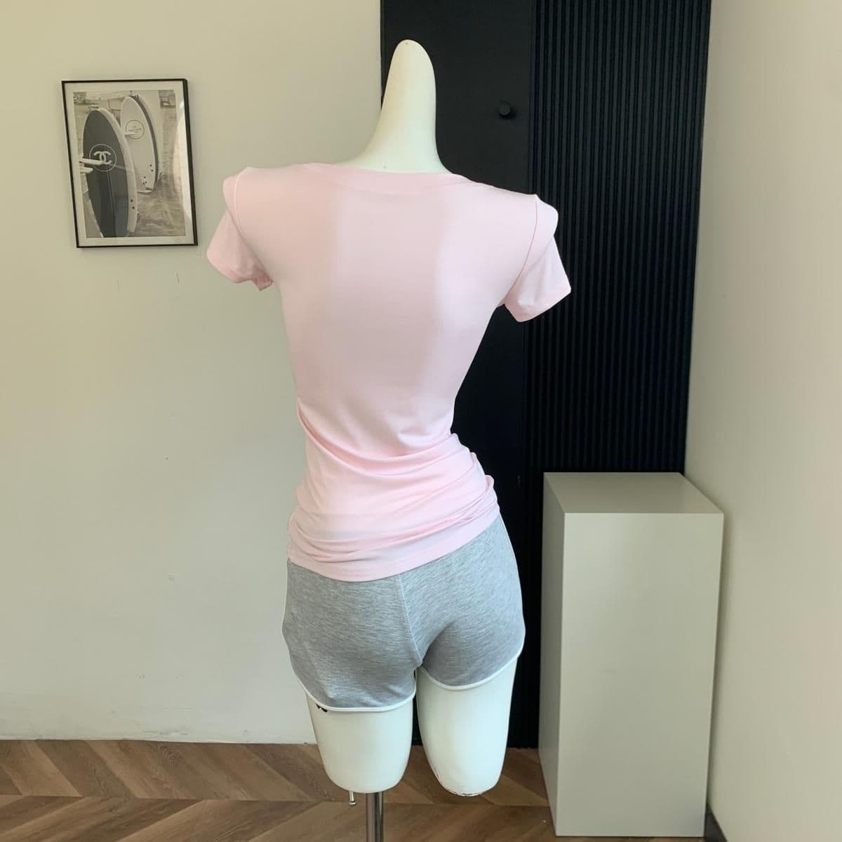 모달 260 그램 대 u 칼라 순수한 욕망 허리 수축 슬림해 보이는 모달 긍정적 인 어깨 티셔츠 반팔 맨위 상세 이미지 19