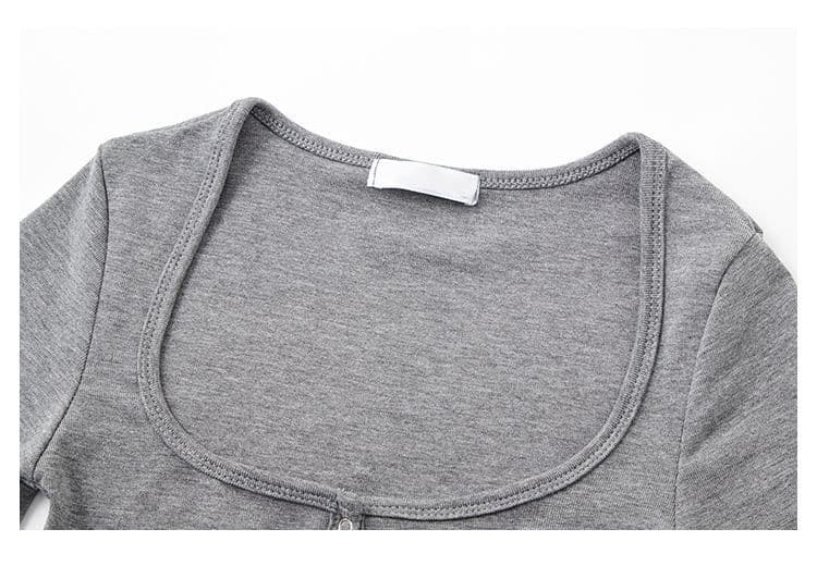 모달 260 그램 달콤한 매운맛 순수한 욕망 타이트 단추 긍정적 인 어깨 반팔 아메리칸 섹시함 캐주얼 몸매 가꾸기 슬림해 보이는 맨위 상세 이미지 2