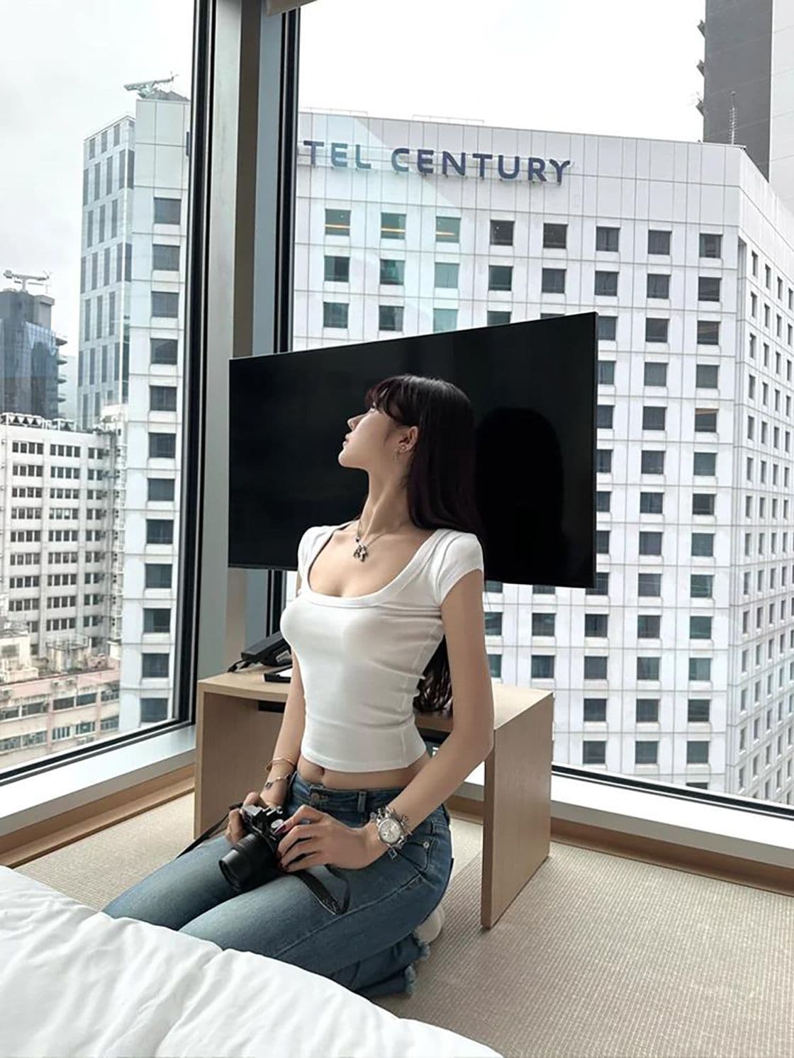모달 260 그램 화이트 긍정적 인 어깨 세련된 차가운 센스 반팔 허리 수축 몸매 가꾸기 다용도 쇼트 스타일 맨위 상세 이미지 7