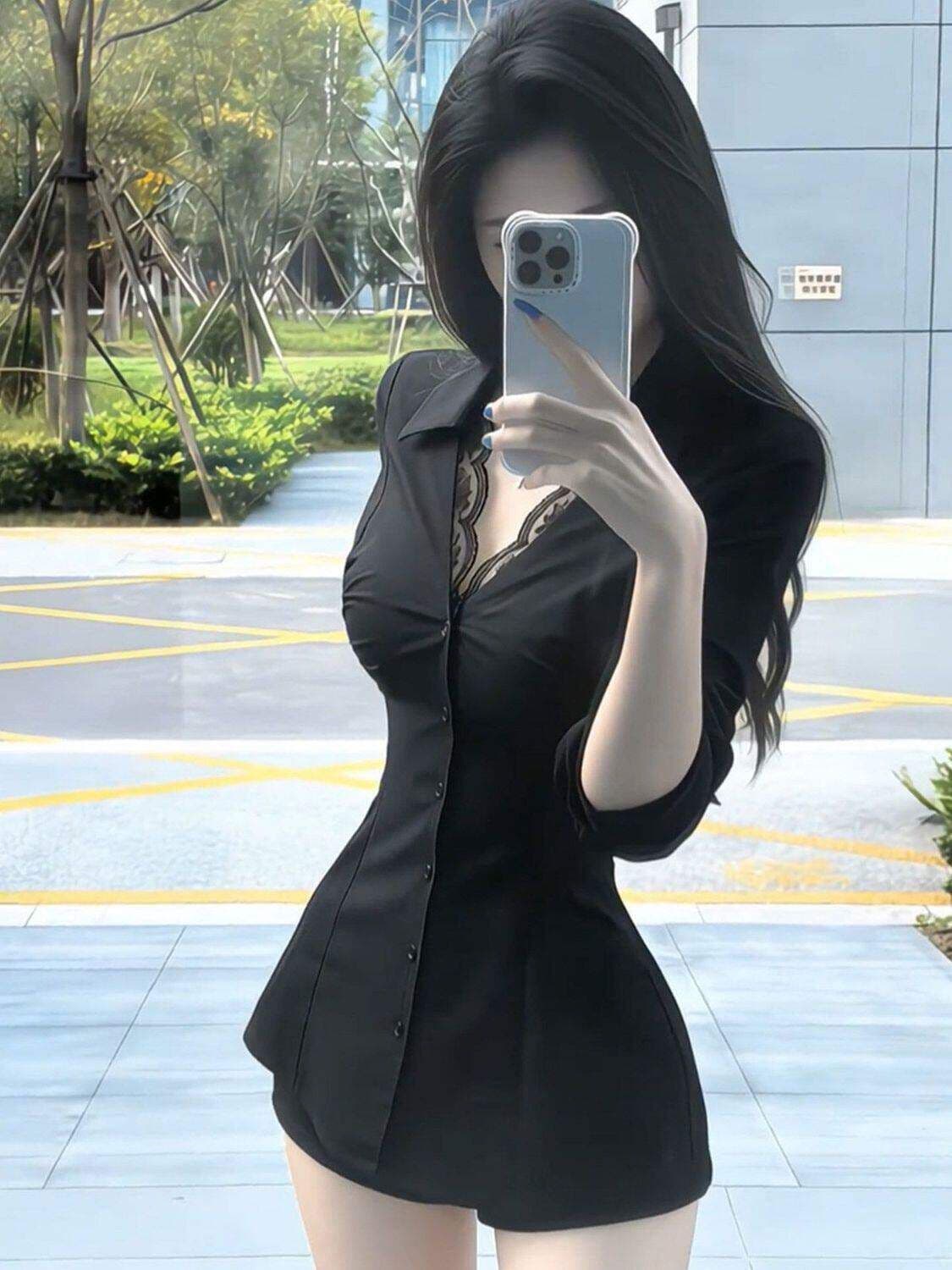 고급 센스 작은 대중 레이스 측면 여성 셔츠 봄 여름 새로운 순수한 욕망 핫걸 몸매 가꾸기 품격 중간 길이 맨위 상세 이미지 4