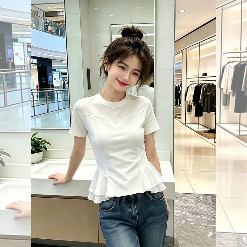 210 그램 40 좋은 면 1 12026 여름 새로운 한국 스타일 반팔 티셔츠 여성 디자인 센스 이미지 5