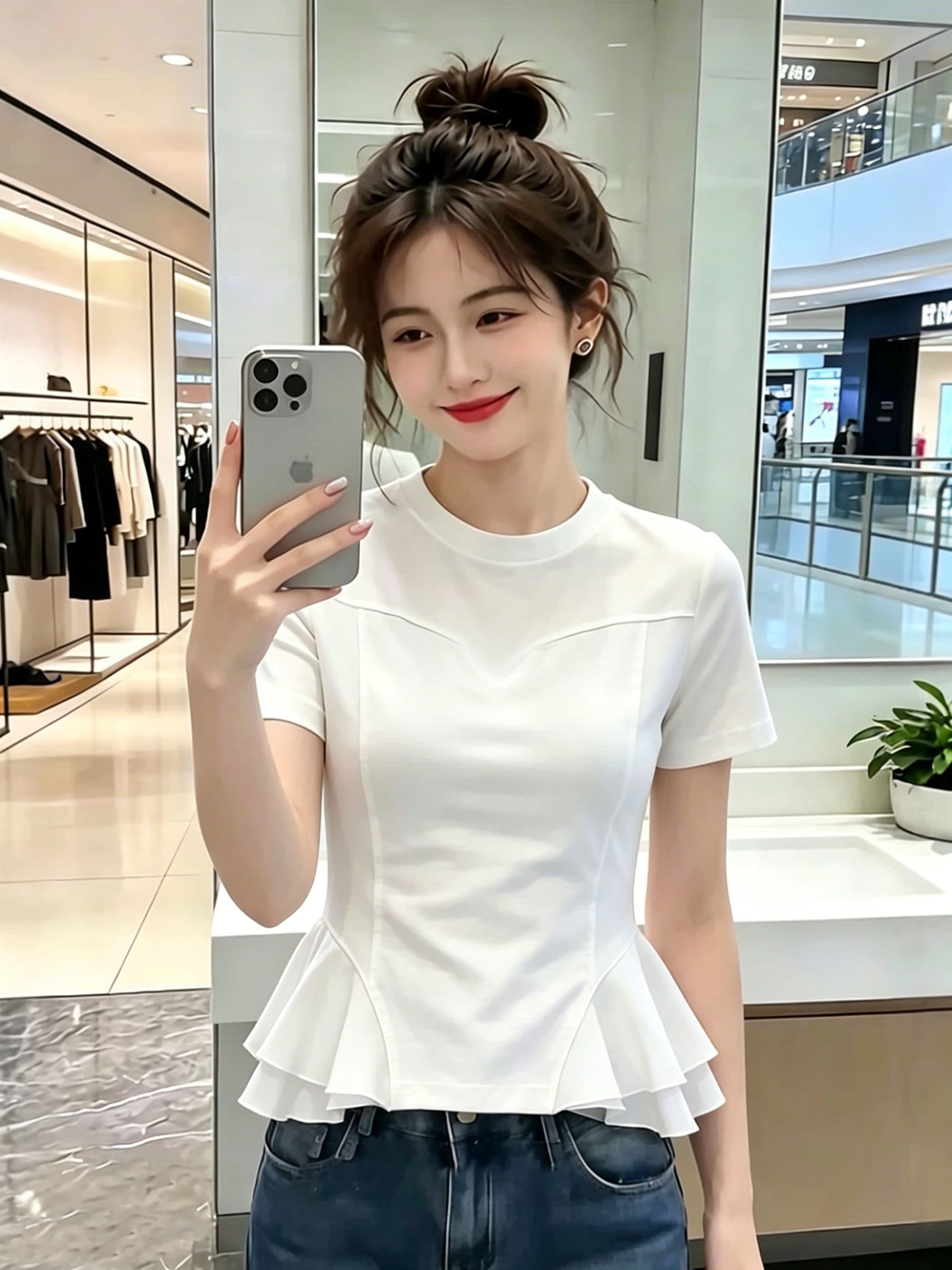 210 그램 40 좋은 면 1 12026 여름 새로운 한국 스타일 반팔 티셔츠 여성 디자인 센스 상세 이미지 3