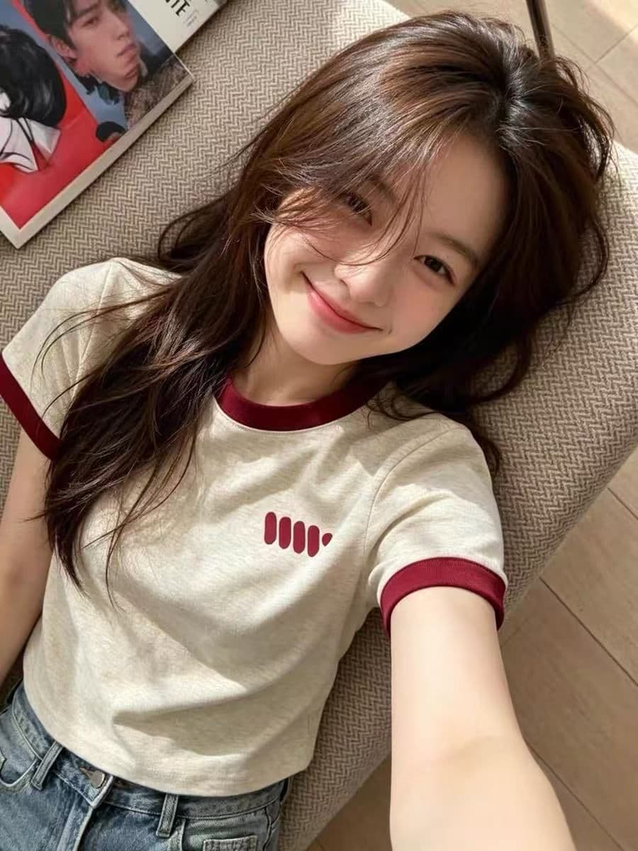 210 그램 40 좋은 면 1 1 배색 긍정적 인 어깨 반팔 티셔츠 여성 여름 그레이트 봐. 의류 상세 이미지 6