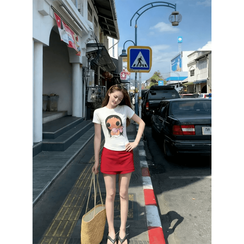 순면 40 220 그램 92 면 8 암모니아 Lun 긍정적 인 어깨 반팔 티셔츠 여성 프린트