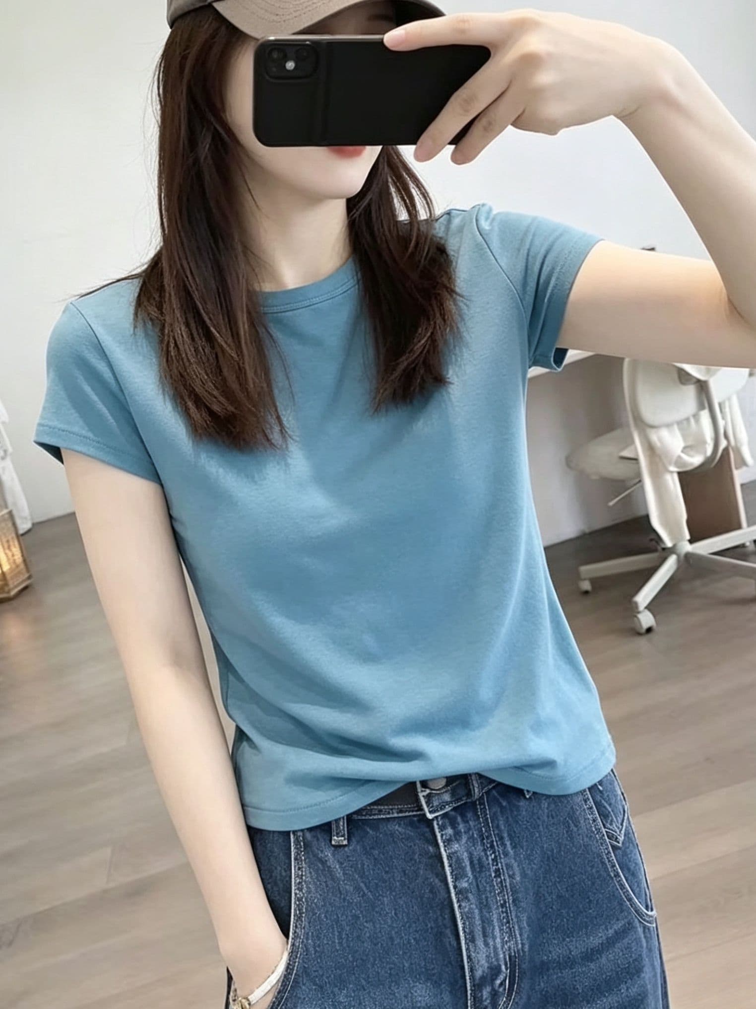 210 그램 92 면 8 암모니아 Lun 2026 여름 새로운 한국 스타일 반팔 티셔츠 여성 디자인 센스 상세 이미지 2