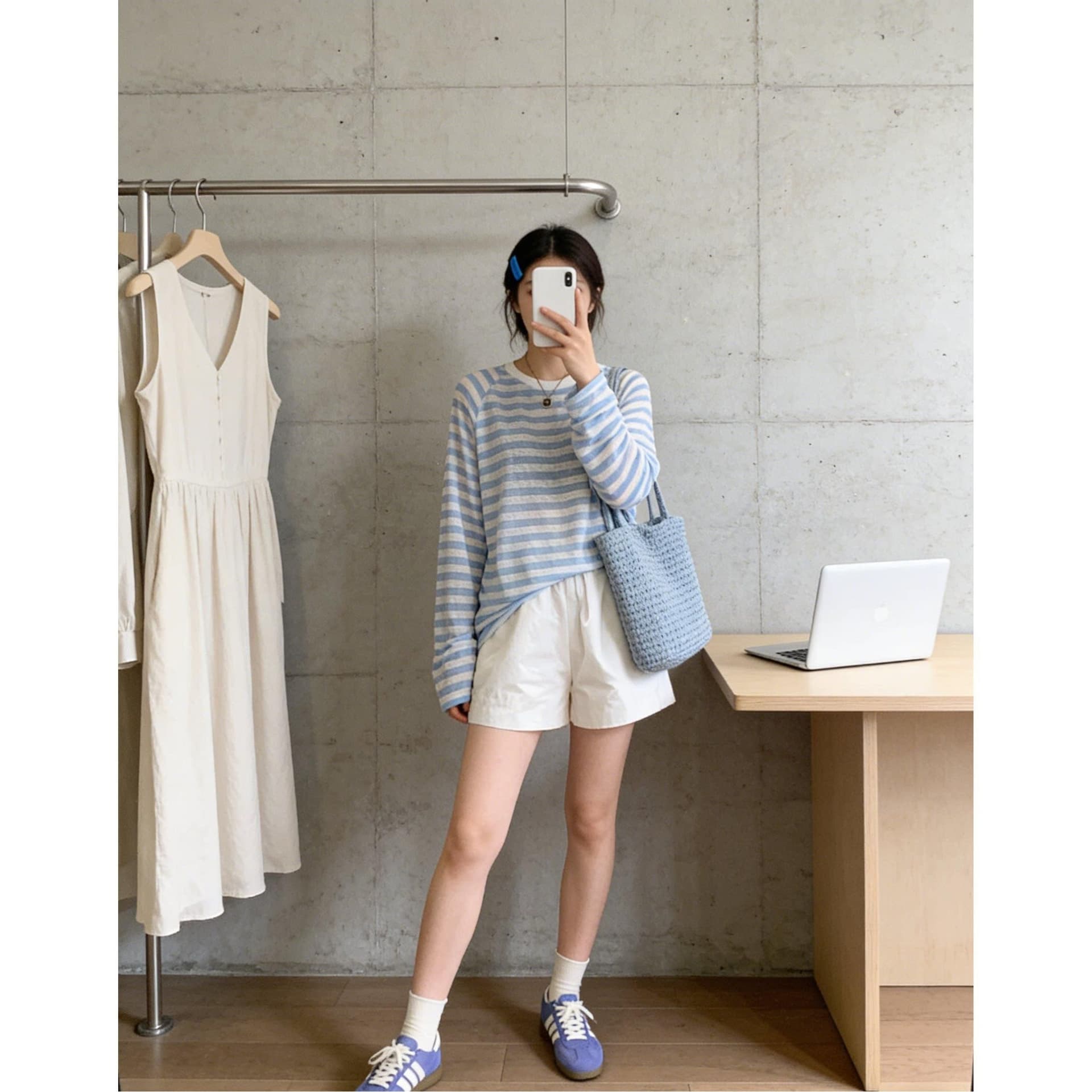 120 그램 60 면 40 폴리 에스터 연령 감소 한 부서 배색 스트라이프 여름 새로운 얇고 가벼운 티셔츠 여성 느긋한 바람 긴팔 맨위 상세 이미지 5