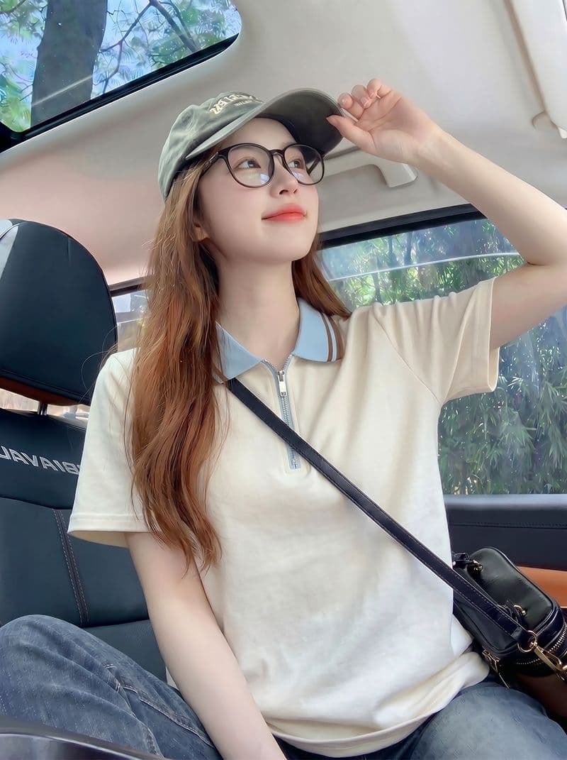 220 그램 남자 바 면 반팔 티셔츠 여성 의류 여름 한 부서 지퍼 배색 새로운 POLO 칼라 맨위 이미지 2