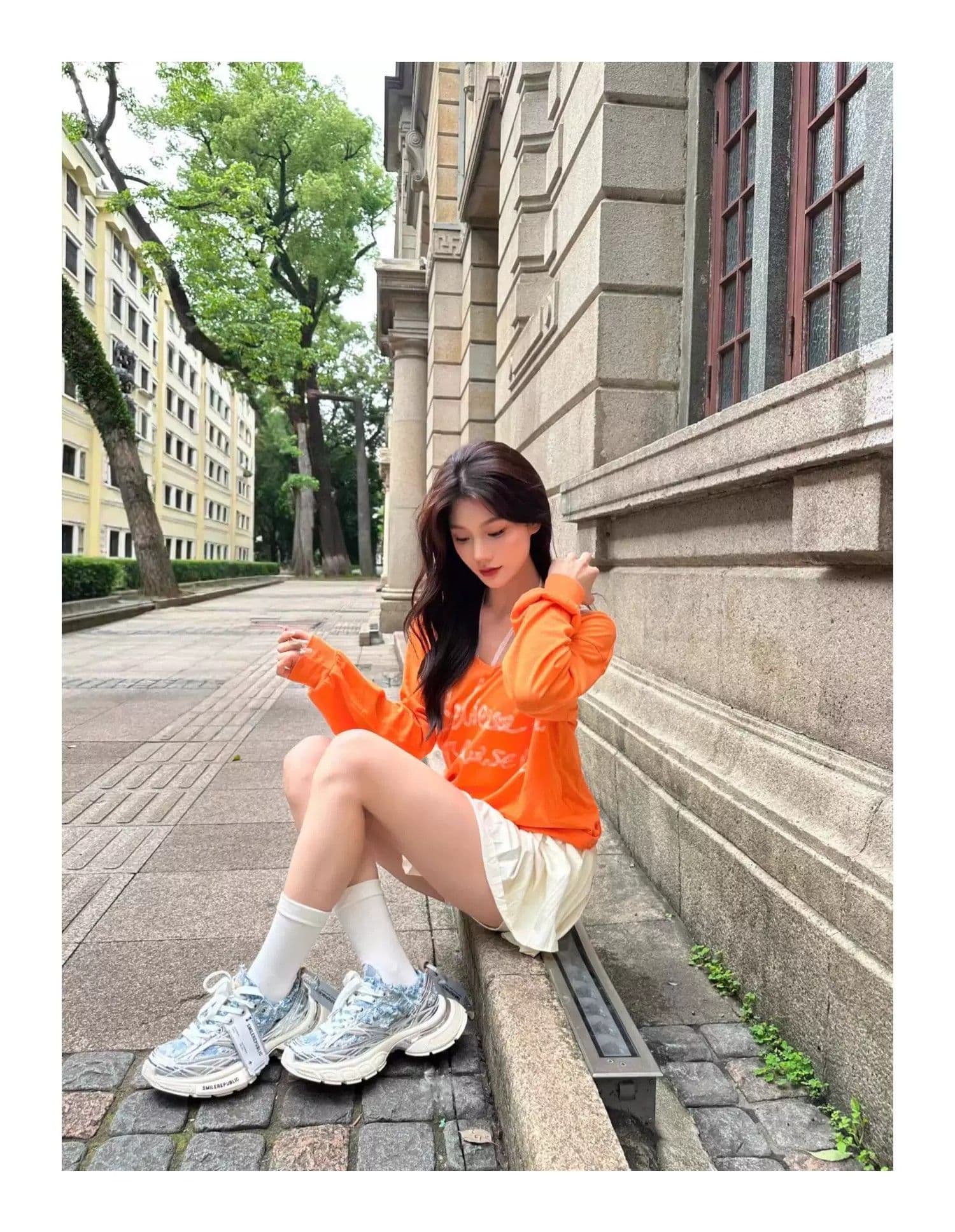 원본 품질 아메리칸 핫걸 V넥 긴팔 티셔츠 여성 여름 착용 가져 가라. 자외선 차단 블라우스 상세 이미지 8