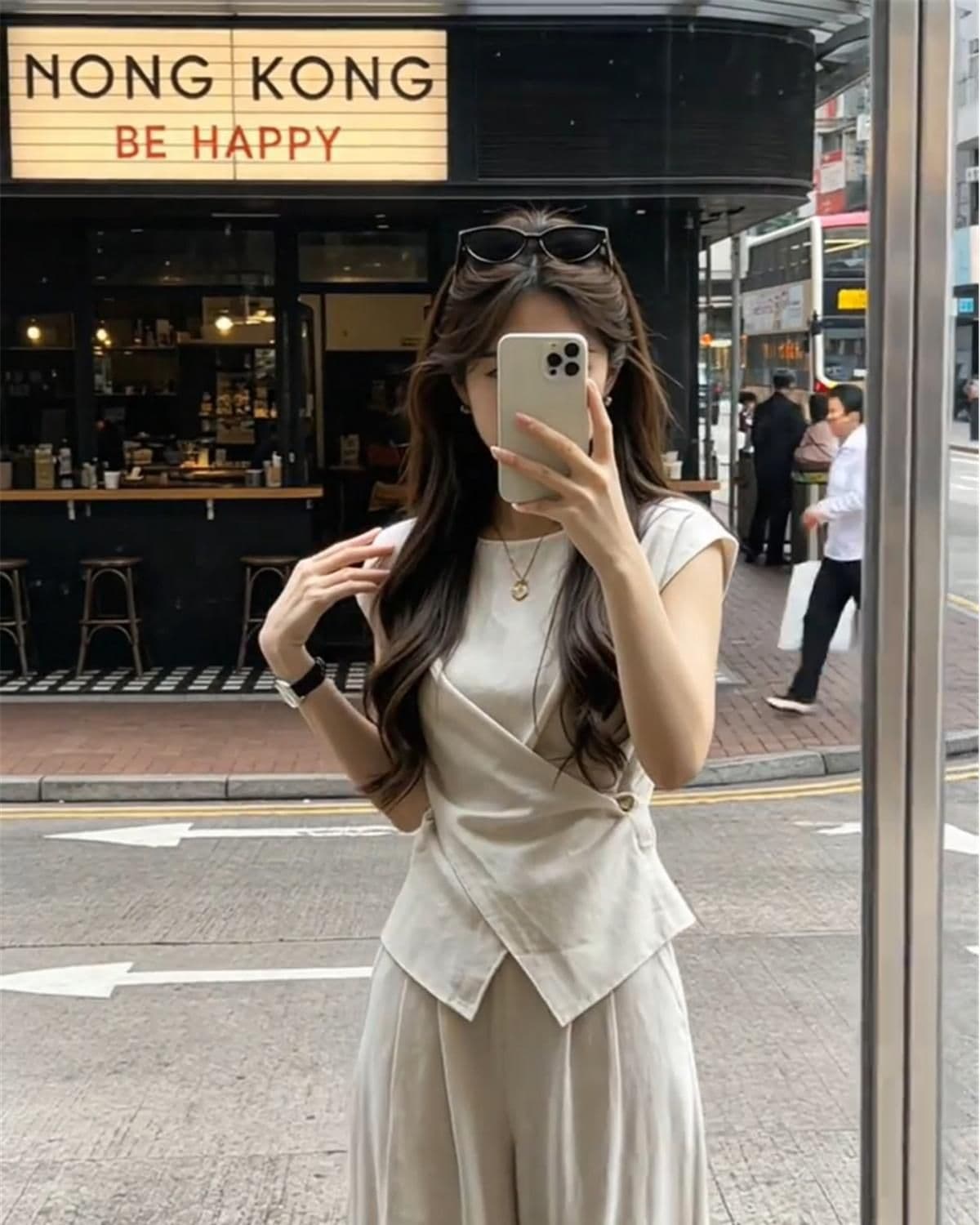 품격 한국 스타일 패션 세트 여성 여름 새로운 작은 대중 디자인 센스 반팔 와이드 레그 팬츠 투피스 세트 상세 이미지 7