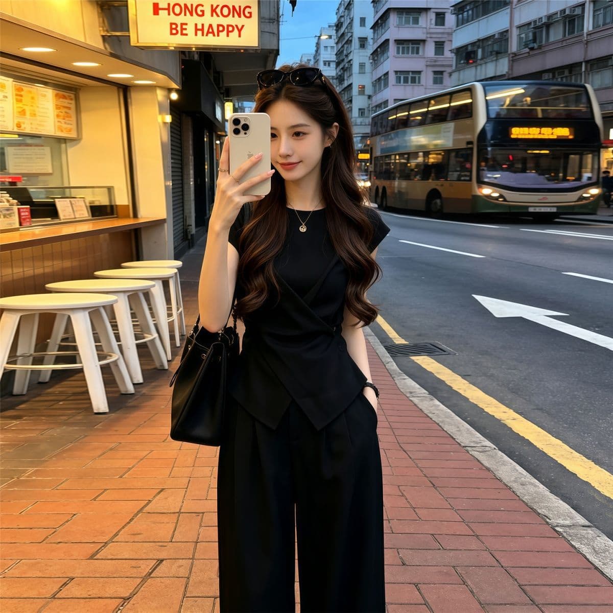 품격 한국 스타일 패션 세트 여성 여름 새로운 작은 대중 디자인 센스 반팔 와이드 레그 팬츠 투피스 세트 상세 이미지 13