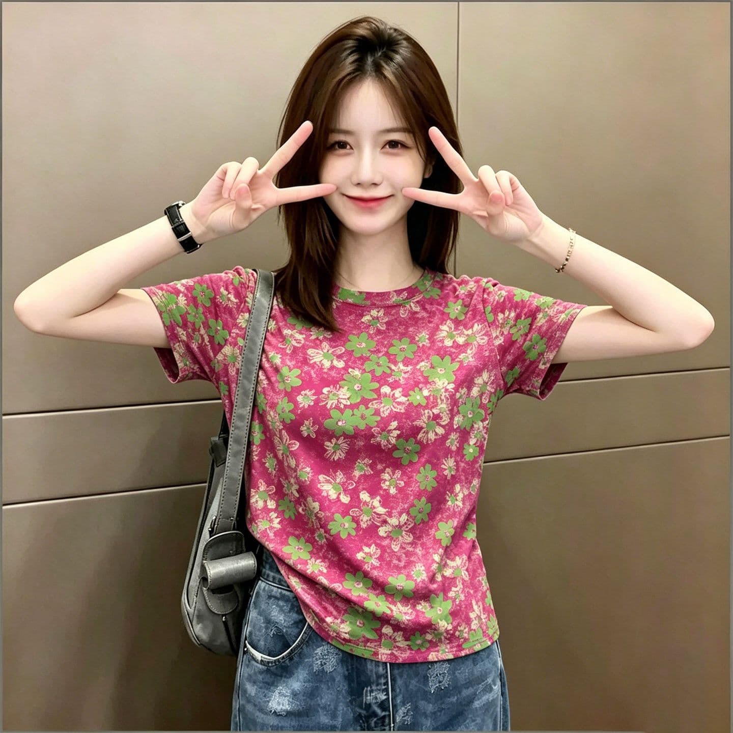180 그램 95 면 5 암모니아 Lun 2026 여름 새로운 한국 스타일 반팔 티셔츠 여성 디자인 센스 이미지 3